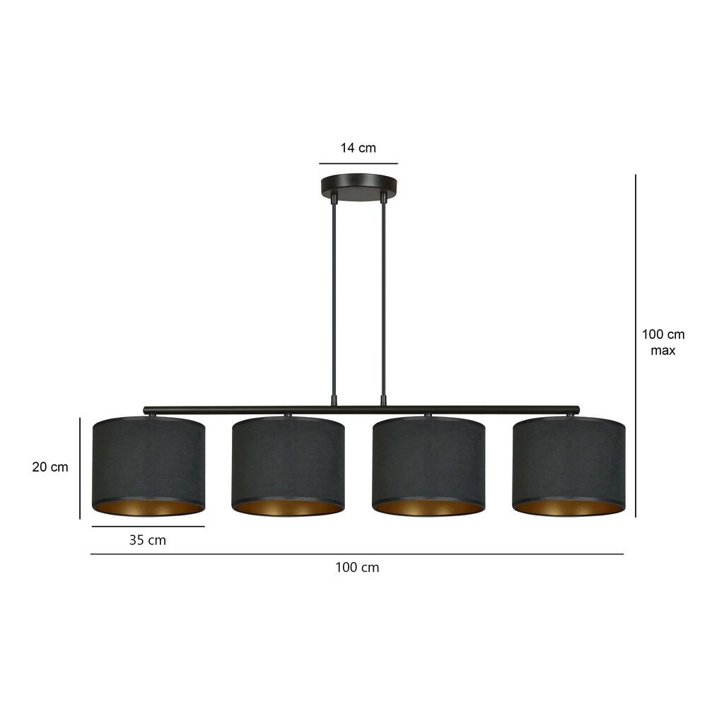 Rippvalgusti Emibig Hilde 4 BL Black hind ja info | Rippvalgustid | kaup24.ee