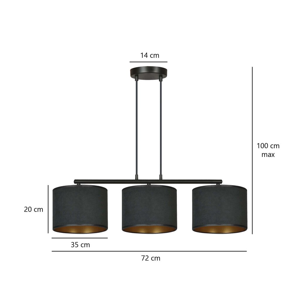 Rippvalgusti Emibig Hilde 3 BL Black hind ja info | Rippvalgustid | kaup24.ee