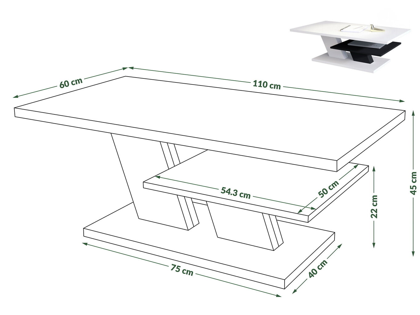 Kohvilaud Cliff Beton Millenium/Czarny Mat 110x60 цена и информация | Diivanilauad | kaup24.ee