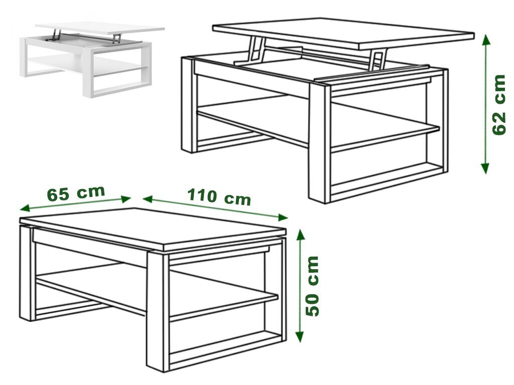 Kohvilaud Nuo Biały 110x65 hind ja info | Diivanilauad | kaup24.ee