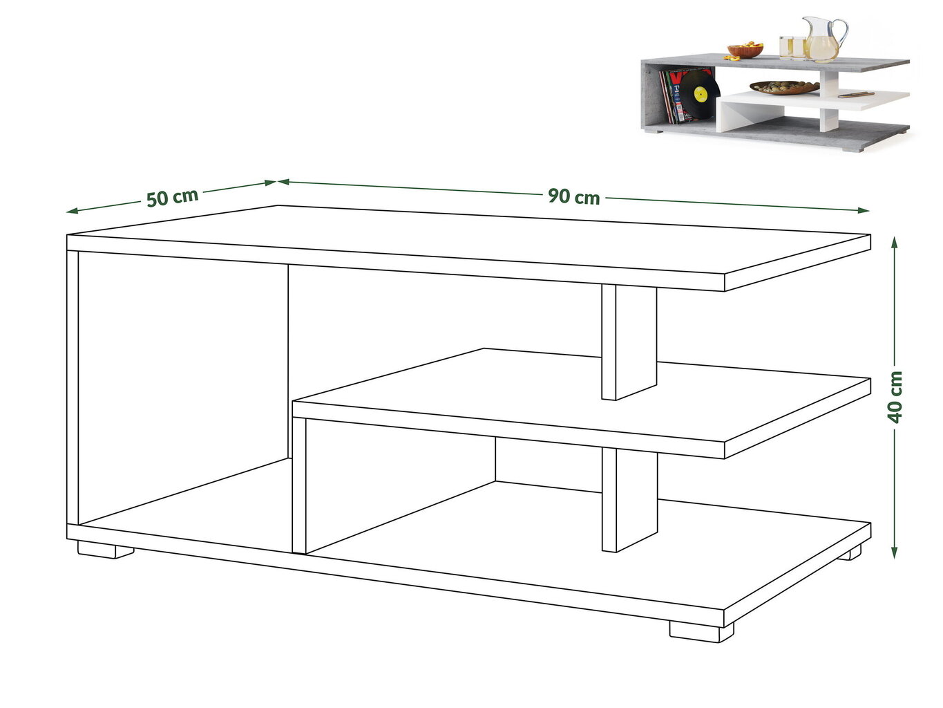 Kohvilaud Link Biały/Czarny 90x50 hind ja info | Diivanilauad | kaup24.ee