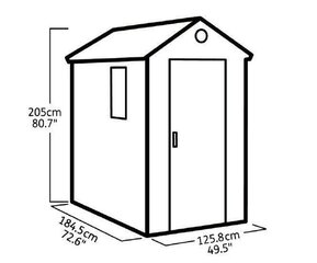 Aiakuur Darwin 4x6, halli värvi цена и информация | Садовые сараи, дровницы | kaup24.ee