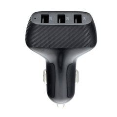 Autolaadija kiirlaadimiseks 3 x USB Carbon 36W, CC271-3A, must hind ja info | Mobiiltelefonide laadijad | kaup24.ee