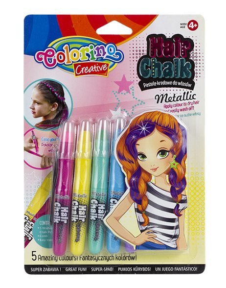 Värvilised juuksekriidid Colorino Creative, 5 tk цена и информация | Laste ja ema kosmeetika | kaup24.ee