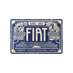 Металлическая пластина логотип Fiat - с 1899 года, синяя, 20 х 30 см цена и информация | Детали интерьера | kaup24.ee