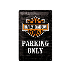 Metallplaat 20 x 30 cm, Harley-Davidson Parking only hind ja info | Sisustuselemendid | kaup24.ee