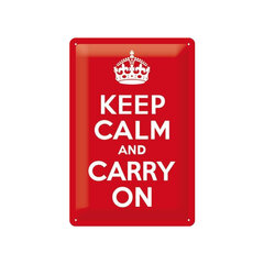 Металлическая пластина Keep calm and carry on, 20 x 30 см цена и информация | Детали интерьера | kaup24.ee