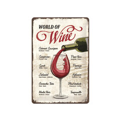 Metallplaat 20 x 30 cm, World of wine hind ja info | Sisustuselemendid | kaup24.ee