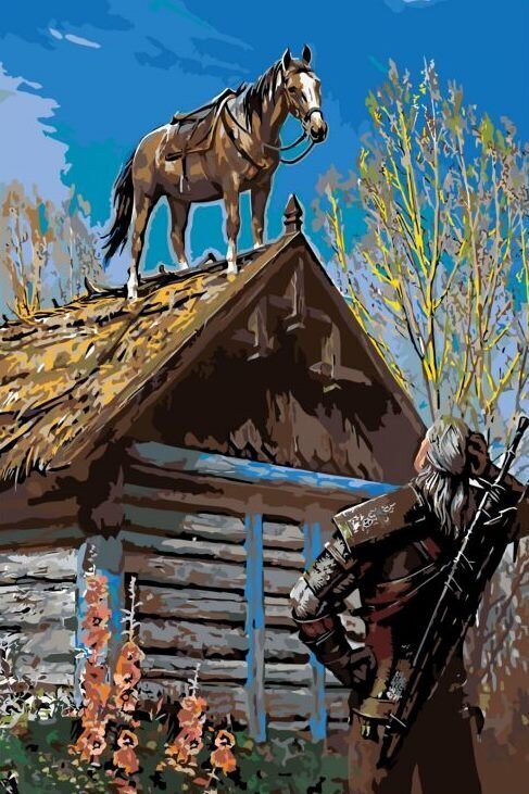 Maalid numbrite järgi "Horse on the roof" 40 x 60 G hind ja info | Maalid numbri järgi | kaup24.ee