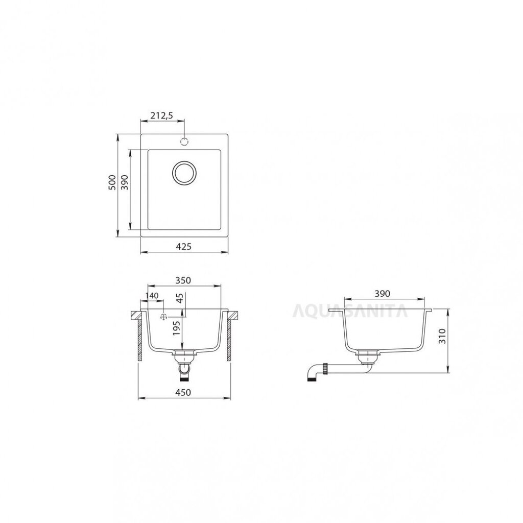 Kunstgraniidist köögivalamu Aquasanita Simplex SQS100-221W цена и информация | Köögivalamud | kaup24.ee