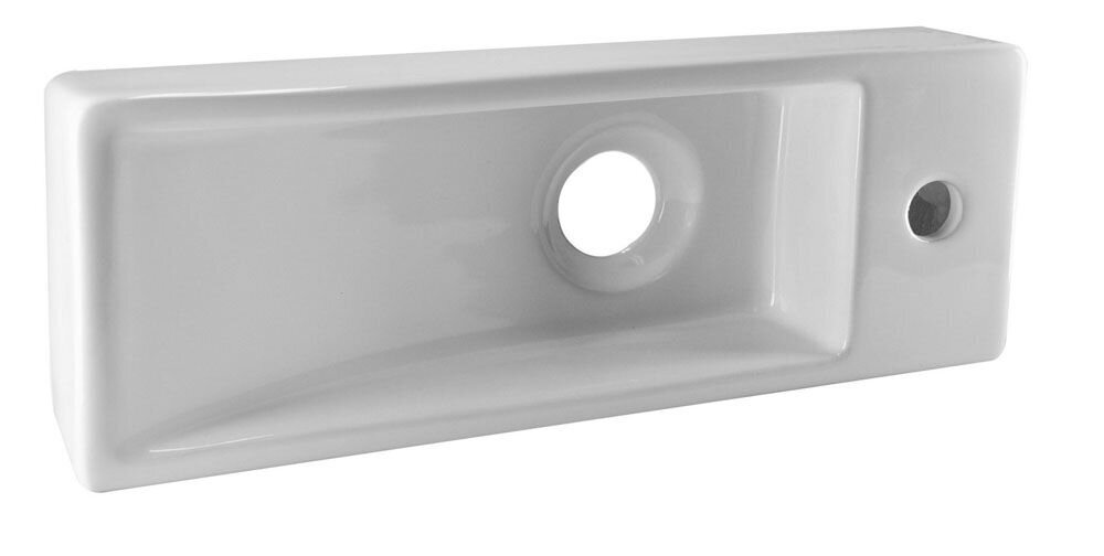 Väike keraamiline ristkülikukujuline kraanikauss 38x14cm TRIM, valge, segisti paremal hind ja info | Kraanikausid, valamud | kaup24.ee