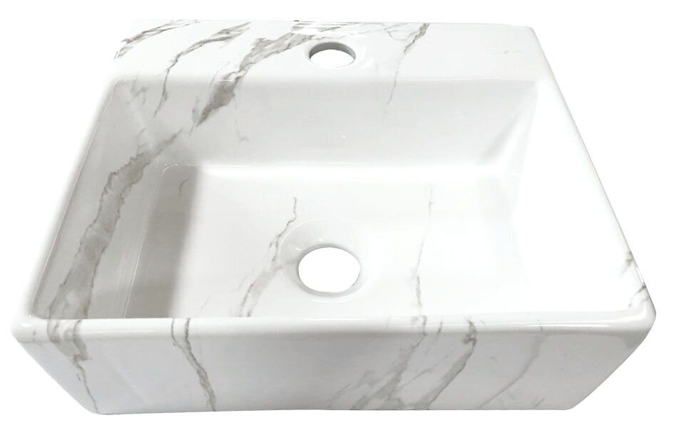 Väike valamu 33,5x29 cm LETO Carrara, valge hind ja info | Kraanikausid, valamud | kaup24.ee