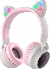 Беспроводные Наушники для детей Bluetooth HOCO Che weak Cat kids earphones W27 серый/розовый цена и информация | Наушники | kaup24.ee