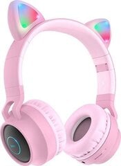 Беспроводные Наушники для детей Bluetooth HOCO Che weak Cat kids earphones W27 розовые серые цена и информация | Наушники | kaup24.ee