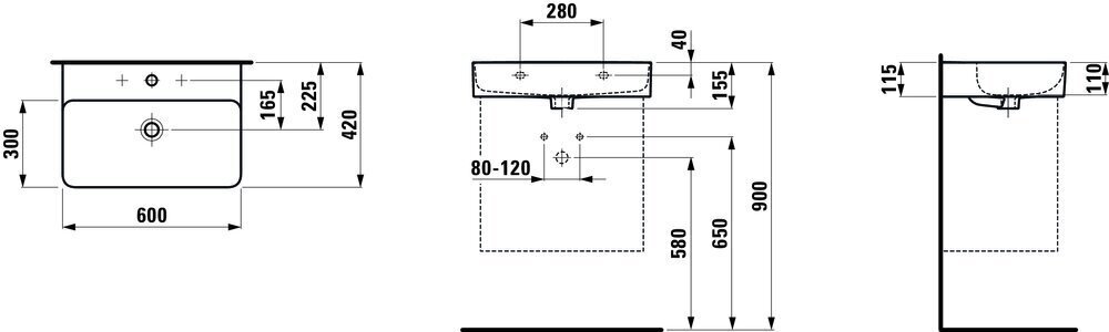 Valamu Laufen VAL, H8102830001041 цена и информация | Kraanikausid, valamud | kaup24.ee