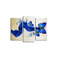 Kolmeosaline reproduktsioon Sinised liblikad hind ja info | Seinapildid | kaup24.ee