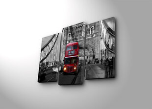 Kolmeosaline reproduktsioon Punane buss Londonis hind ja info | Seinapildid | kaup24.ee