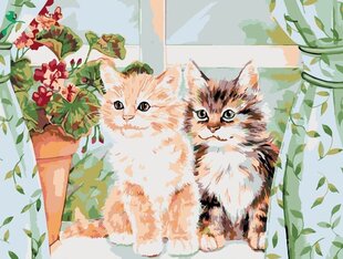 Maalid numbrite järgi "Cat friendship" 30x40 G цена и информация | Живопись по номерам | kaup24.ee