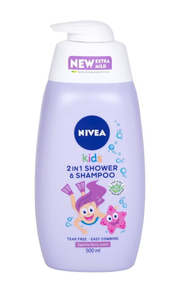 Nivea Kids 2in1 Shower & Shampoo dušigeel lastele 500 ml hind ja info | Laste ja ema kosmeetika | kaup24.ee