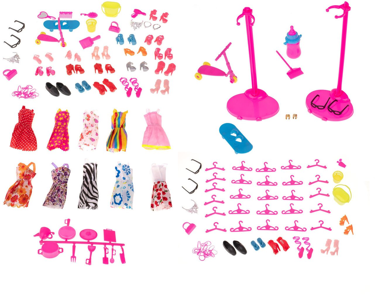 Nukukleidid 10 tk + aksessuaaride komplekt 75 tk 12694 hind ja info | Tüdrukute mänguasjad | kaup24.ee