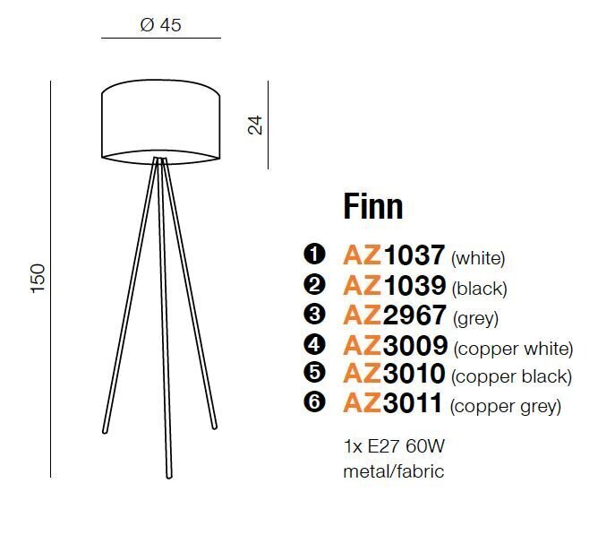 Põrandalamp Azzardo Finn Copper Black AZ3009 hind ja info | Põrandalambid | kaup24.ee