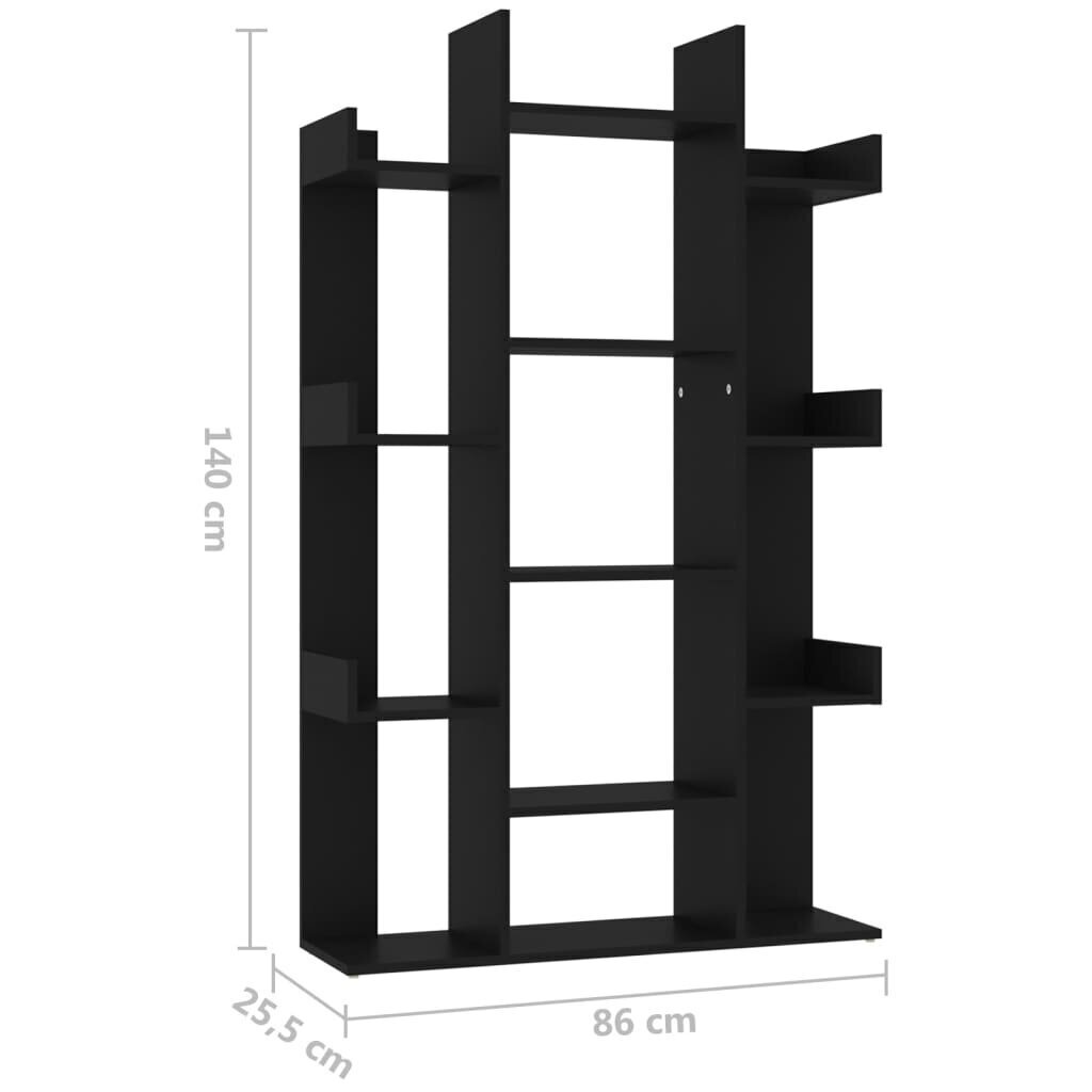 Raamaturiiul, 86 x 25,5 x 140 cm, must hind ja info | Riiulid | kaup24.ee