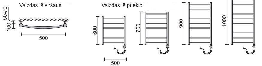 Elektriline käterätikuivati Rosela Sonata küttekehaga, 500x600 mm, 200W цена и информация | Vannitoa radiaatorid ja käterätikuivatid | kaup24.ee