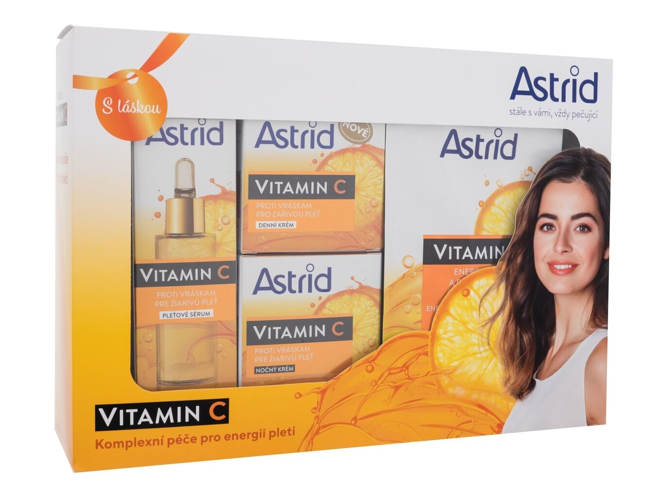 Näohoolduskomplekt Astrid C-vitamiin: näoseerum, 30 ml + päevane näokreem, 50 ml + öökreem, 50 ml + tekstiilist näomask hind ja info | Näokreemid | kaup24.ee