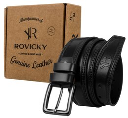 Мужской кожаный ремень Rovicky, черный цена и информация | Мужские ремни | kaup24.ee
