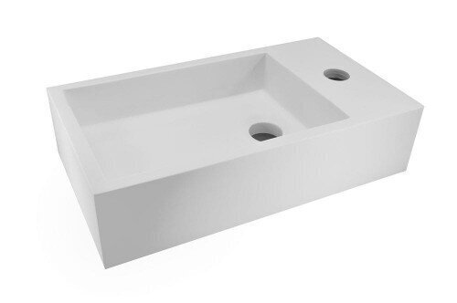 Väike ristkülikukujuline komposiitmaterjalist valamu 40x22cm MARIA Solid Surface, valge hind ja info | Kraanikausid, valamud | kaup24.ee