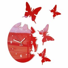 Seinakell Lendavad liblikad, punane hind ja info | Kellad | kaup24.ee