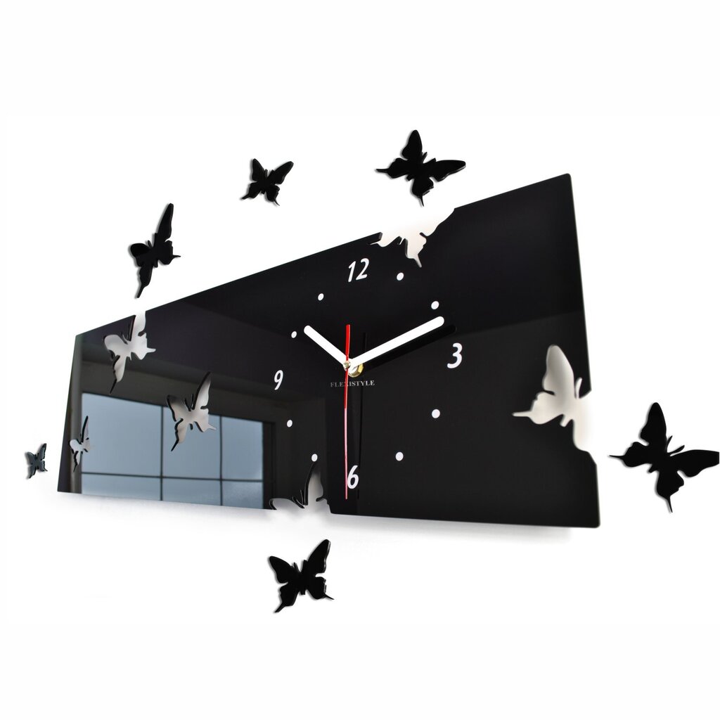 Seinakell horisontaalne Lendavad liblikad, must hind ja info | Kellad | kaup24.ee