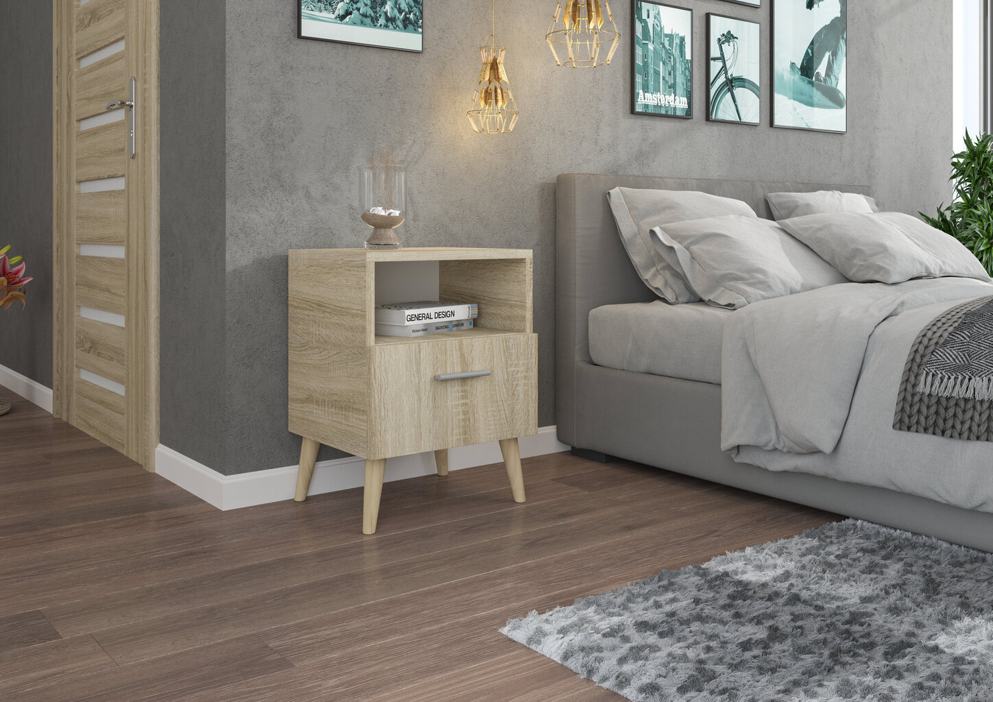 Öökapp ADRK Furniture Logan, tamme värv hind ja info | Öökapid | kaup24.ee