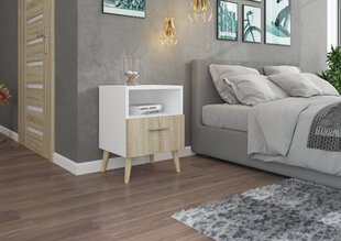 Öökapp ADRK Furniture Logan 11, valge/tamme värv hind ja info | Öökapid | kaup24.ee