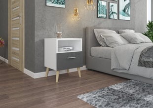 Öökapp ADRK Furniture Logan 11, valge/hall hind ja info | Öökapid | kaup24.ee