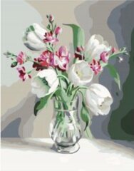 Maalid numbrite järgi "White tulips" 40 x 50 G hind ja info | Maalid numbri järgi | kaup24.ee
