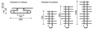 Elektriline käterätikuivati Rosela Akord küttekehaga, Matt teras, 650x700 mm, 200W hind ja info | Vannitoa radiaatorid ja käterätikuivatid | kaup24.ee