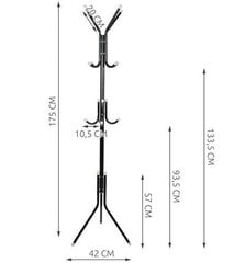 Riideraam 175cm must 5341 hind ja info | Riidepuud ja -kotid | kaup24.ee