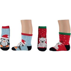 Рождественские носки на нескользящей подошве для малышей Apollo Merry Christmas Baby, 2 пары цена и информация | Зимняя одежда для детей | kaup24.ee