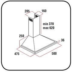 Schlosser H011 50BL/750 цена и информация | Вытяжки на кухню | kaup24.ee