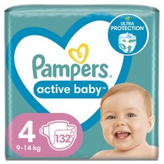 Подгузники Pampers Active Baby Mega Pack, размер 4, 9-14 кг, 132 шт. цена и информация | Пеленки | kaup24.ee