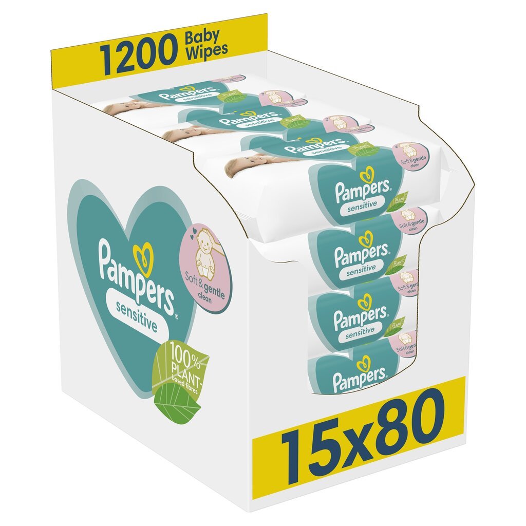 Niisked salvrätikud Pampers Sensitive, 15x80 tk цена и информация | Niisked salvrätikud | kaup24.ee