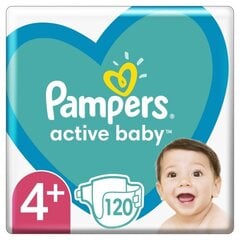 Подгузники Pampers Active Baby, Mega Pack, размер 4+, 10-15 кг, 120 шт. цена и информация | Подгузники | kaup24.ee