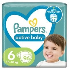 Подгузники Pampers Active Baby, размер 6, 13-18 кг, 96 шт. цена и информация | Пеленки | kaup24.ee