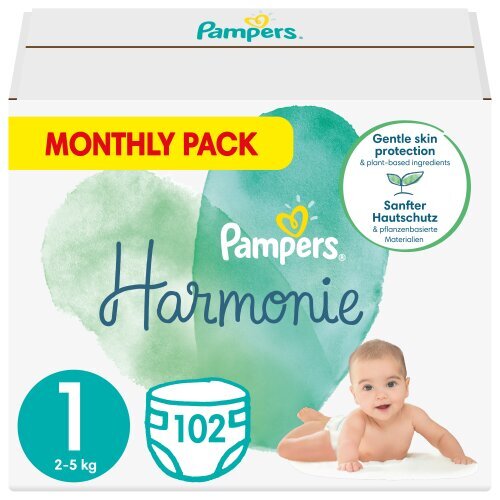 Mähkmed Pampers Harmonie, 1 suurus, 2-5 kg, 102 tk hind ja info | Mähkmed | kaup24.ee