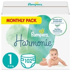 Подгузники Pampers Harmonie, 1 размер, 2-5 кг, 102 шт. цена и информация | Pampers Товары для детей и младенцев | kaup24.ee