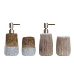 Набор для ванной DKD Home Decor Коричневый Серый Керамика Boho (2 pcs) цена и информация | Аксессуары для ванной комнаты | kaup24.ee