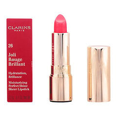Huulepulk Clarins Joli Rouge Brillant, nr 26 hibiscus hind ja info | Huulepulgad, -läiked, -palsamid, vaseliin | kaup24.ee