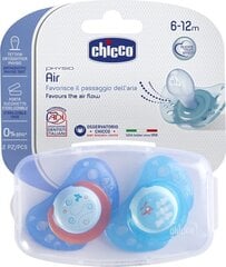 Silikoonist lutt Chicco Physio Air, sinine 6 elukuud, 2 tk hind ja info | Lutid | kaup24.ee