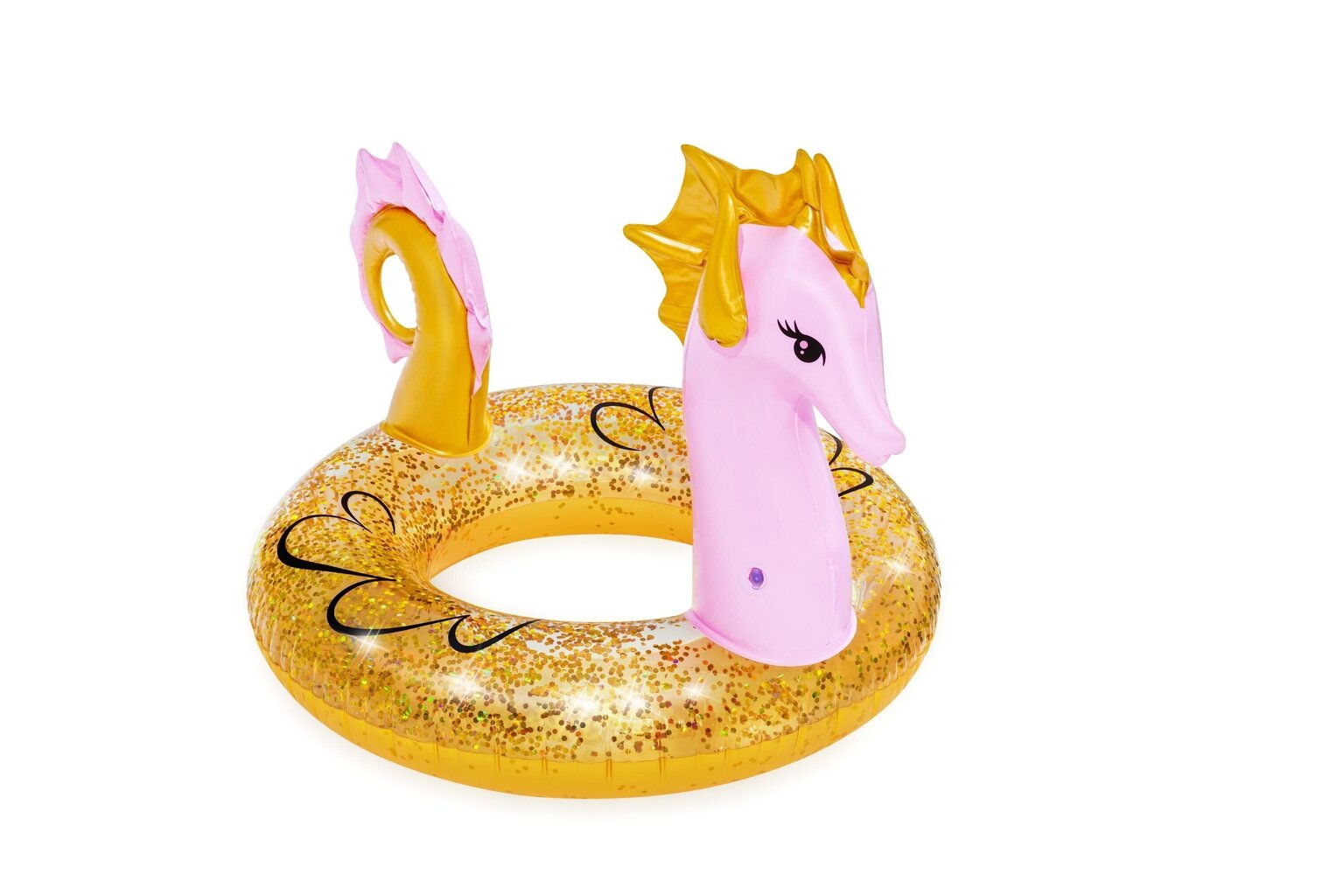 Täispuhutav rõngas Bestway Glitter Seahorse, 115x104 cm, kuldne hind ja info | Täispuhutavad veemänguasjad ja ujumistarbed | kaup24.ee